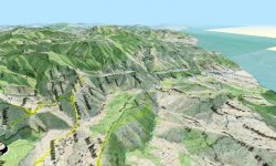 Mappa topografica scala 1/100 000 in iper-realistica visualizzazione 3D